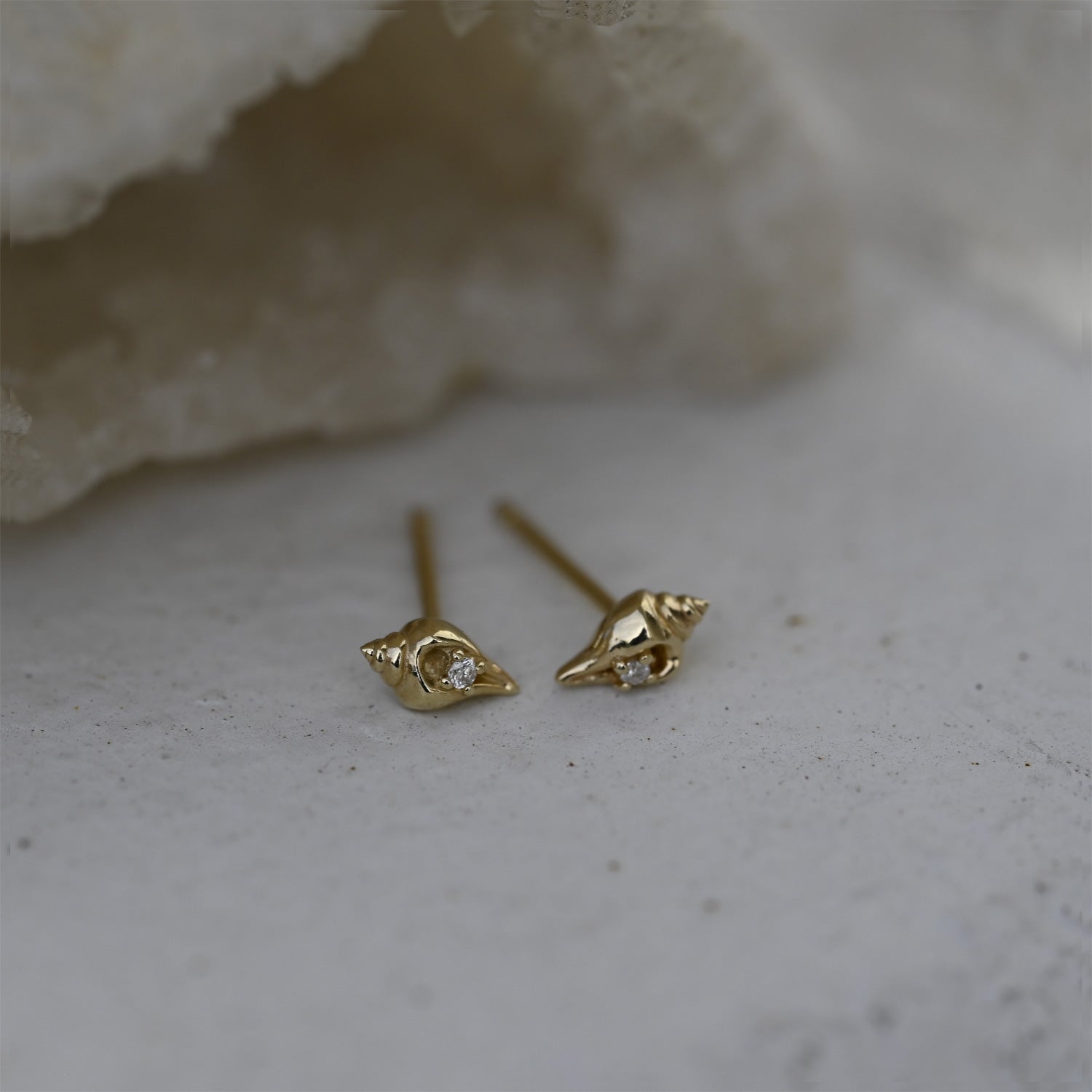 Diamond Conch Shell Studs