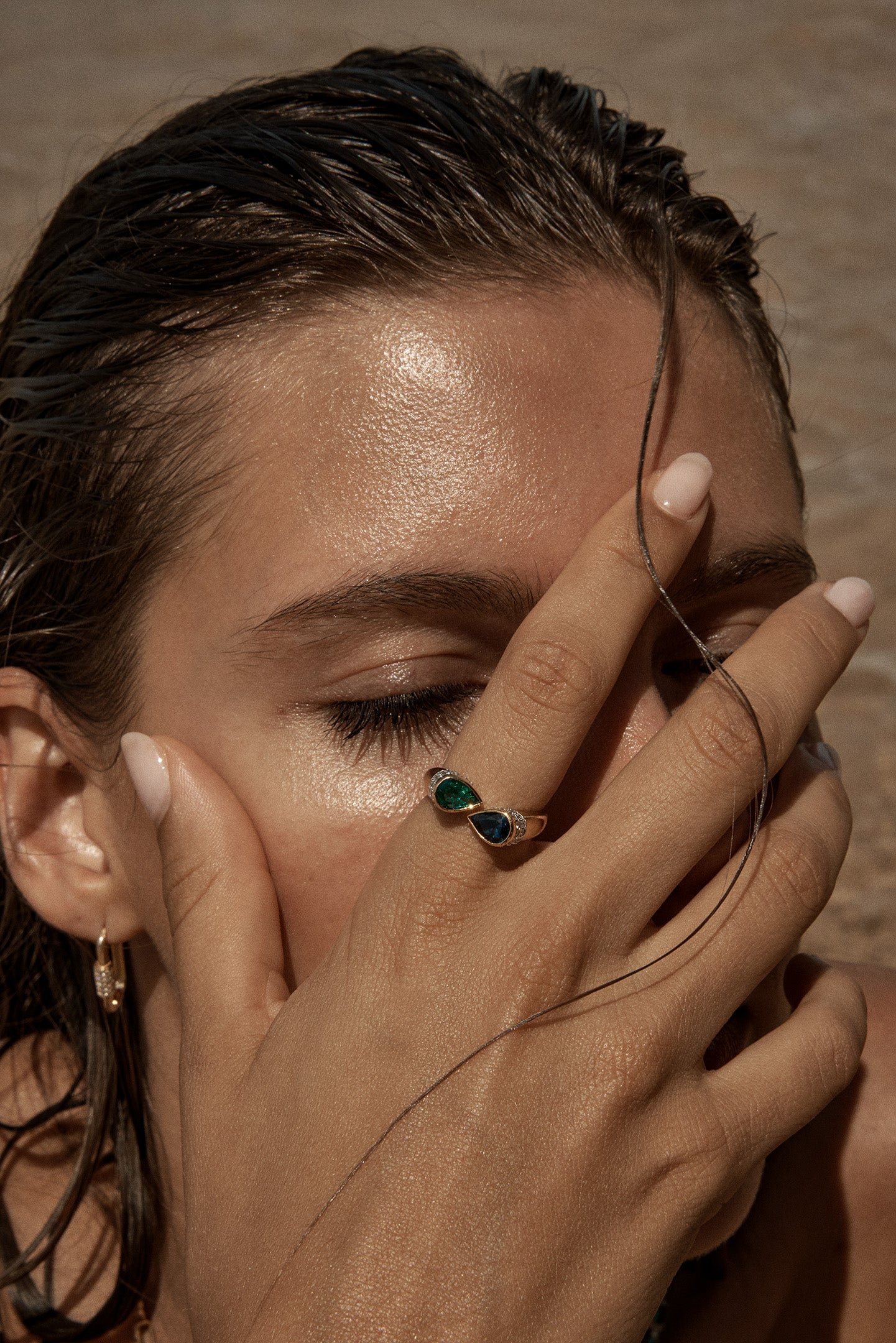 Emerald & Sapphire Ring 18k Gold | The Odyssey Ring