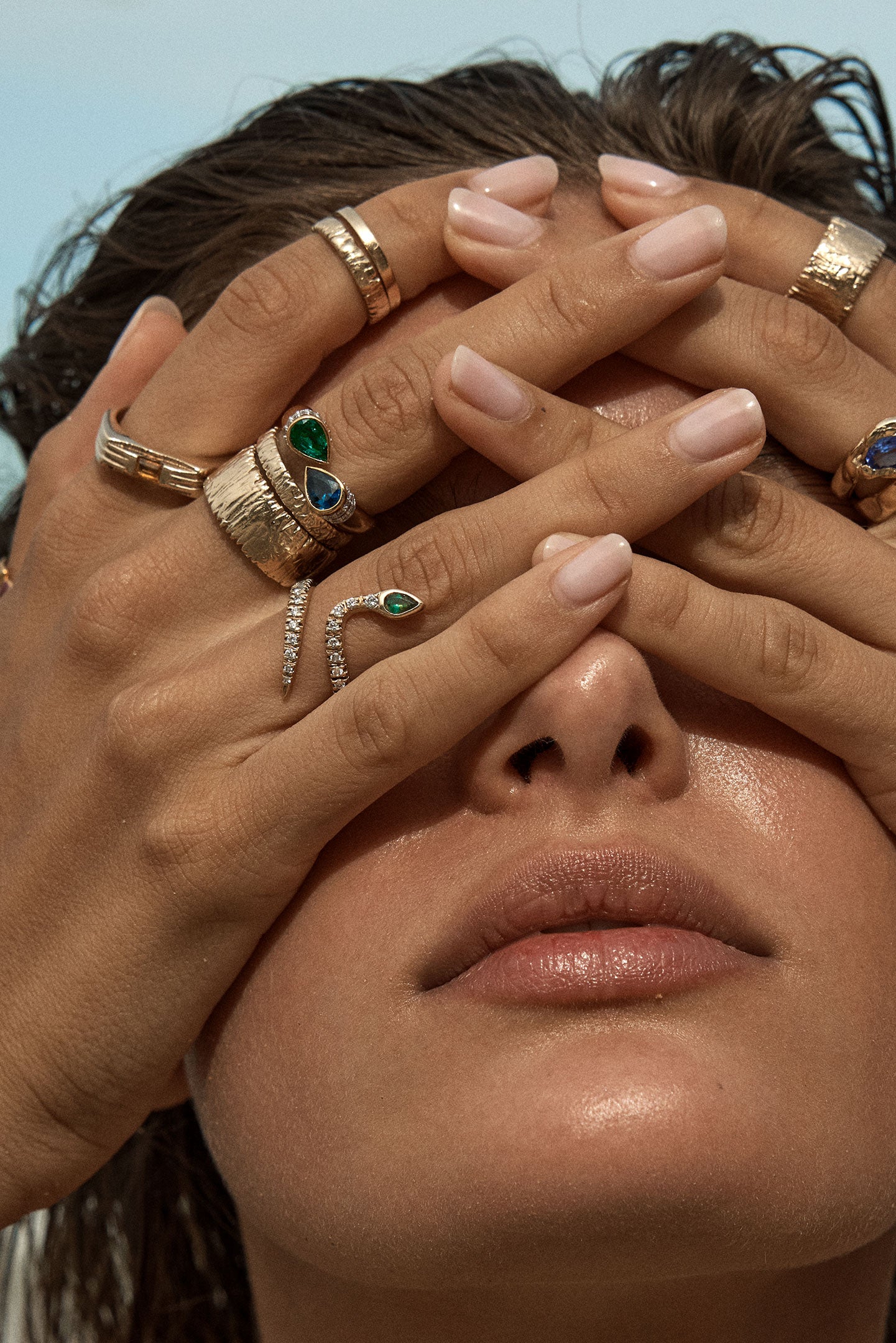 Emerald Snake Ring with Pavé Diamonds