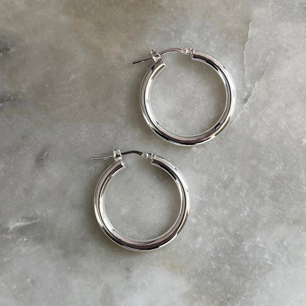 Silver 20mm Thick Hoops