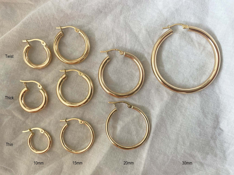 Solid Gold Twist Hoops - 10mm