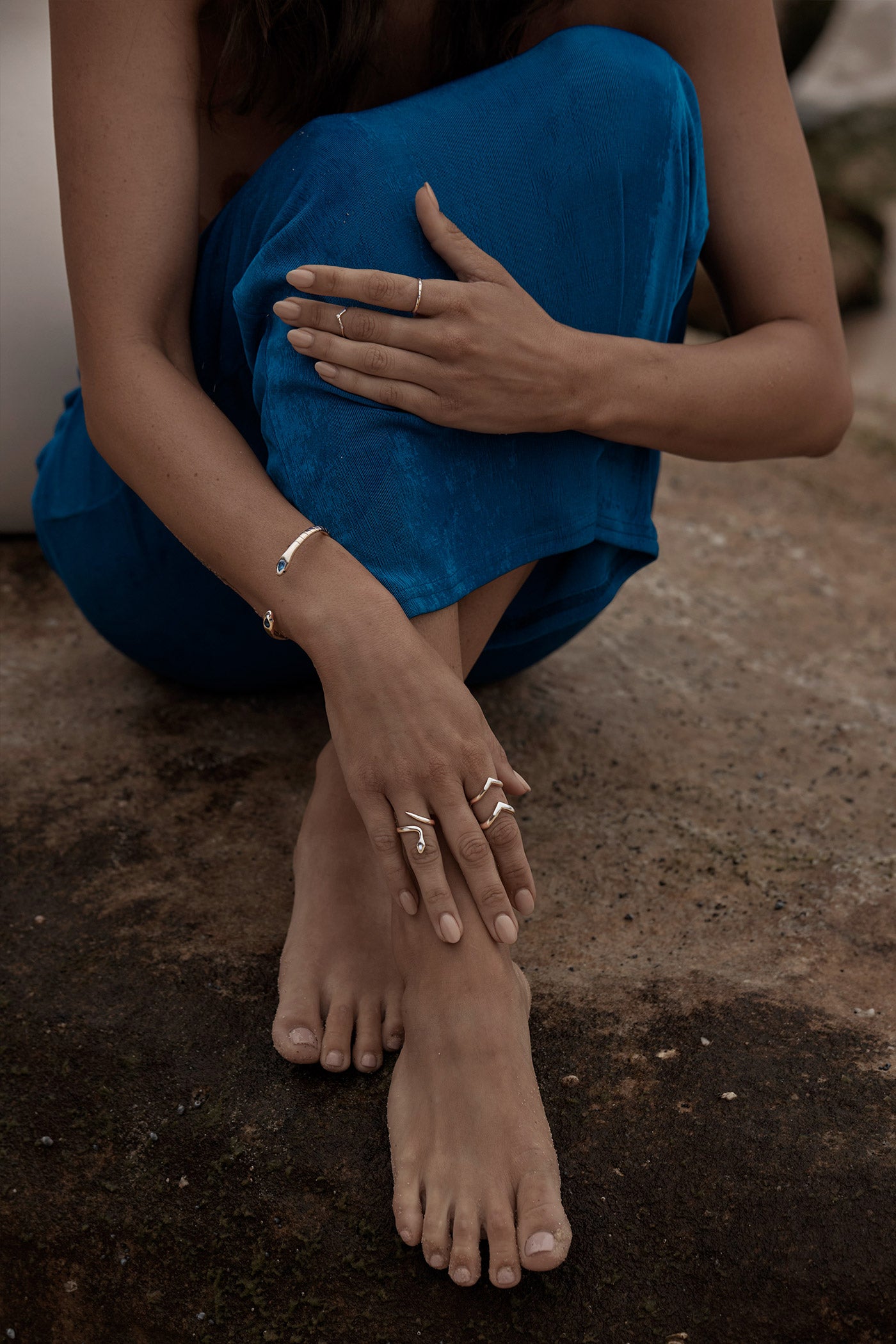 Gold Snake Ring - Medusa and Stone