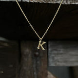 Birthstone Initial Letter Necklace