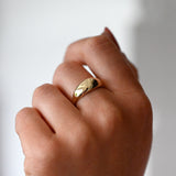 Curved Dome Shaped Ring in Solid Gold