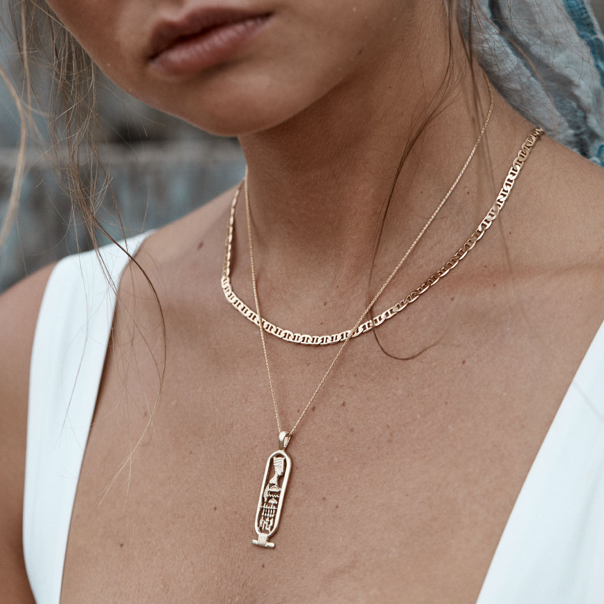 Egyptian Cartouche Necklace Gold - Main Image