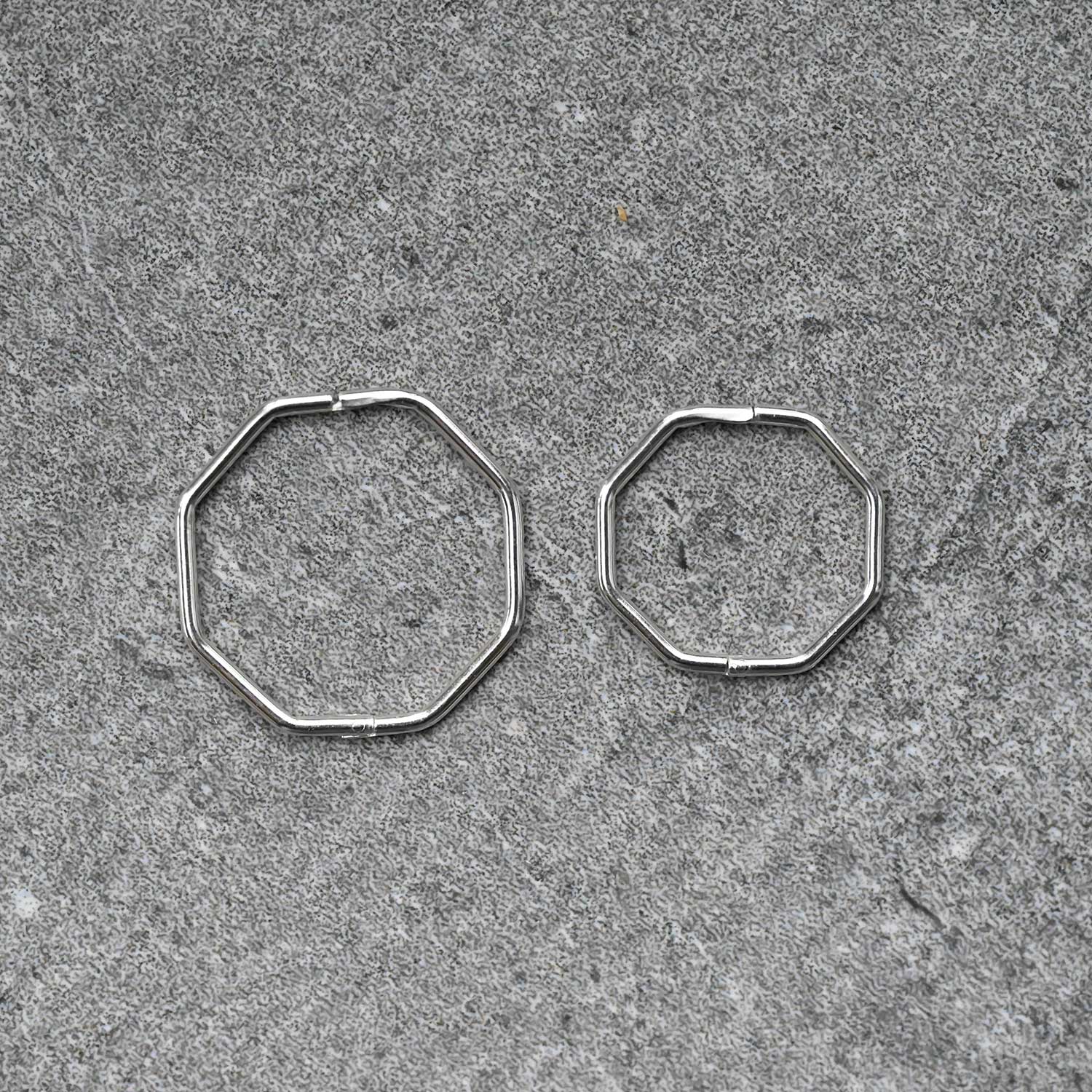 Silver Hexagon Hoops