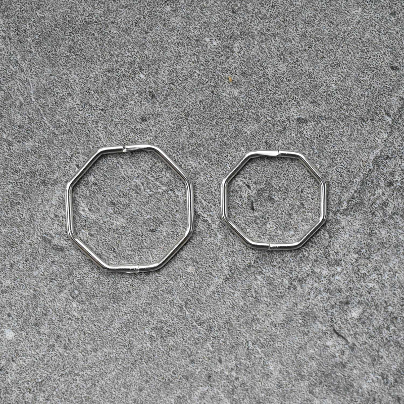 Silver Hexagon Hoops